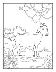 GoatColoring Page for kids. Goatcoloring book for relax and meditation.