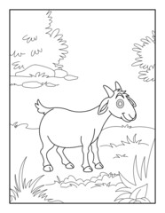 GoatColoring Page for kids. Goatcoloring book for relax and meditation.