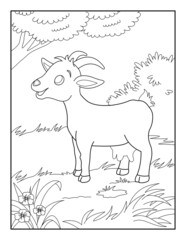 GoatColoring Page for kids. Goatcoloring book for relax and meditation.