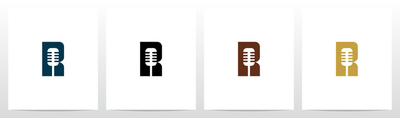 Microphone On Letter Logo Design R