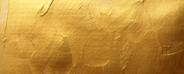Abstract gold (bronze) glittering color surface. Paint smear brushstroke horizontal copy space...