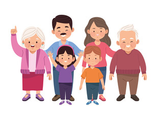 six family members characters