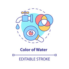 Obraz premium Color of water concept icon. Water quality testing abstract idea thin line illustration. Comparing liquid samples. Isolated outline drawing. Editable stroke. Arial, Myriad Pro-Bold fonts used