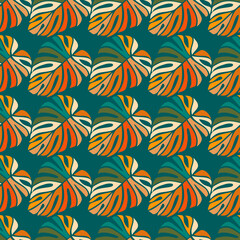 Tropical leaves seamless pattern. Monstera leaf background.