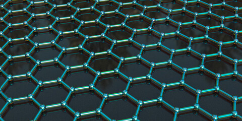 Graphene atomic structure, 3D illustration