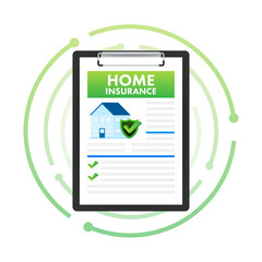 Home insurance policy services. Home safety security. Vector stock illustration.