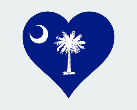 South Carolina USA Heart Flag. SC US Love Shape State Flag. Palmetto State United States of America Banner Icon Sign Symbol Clipart. EPS Vector Illustration.