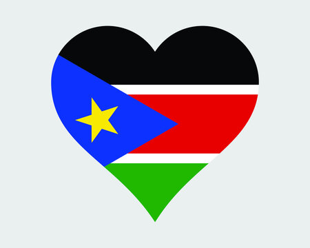South Sudan Heart Flag. South Sudanese Love Shape Country Nation National Flag. Republic of South Sudan Banner Icon Sign Symbol. EPS Vector Illustration.