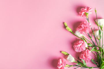 Pink and white flowers background