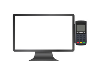 Pos Tablet computers, cash register Equipments. Business vector icon. - obrazy, fototapety, plakaty