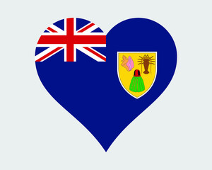 Turks and Caicos Heart Flag. Turks and Caicos Love Shape Flag. British Overseas Territory Banner Icon Sign Symbol Clipart. EPS Vector Illustration.