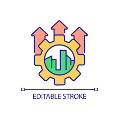 City development technology RGB color icon. Architecture and construction. Ergonomic urban design. Isolated vector illustration. Simple filled line drawing. Editable stroke. Arial font used