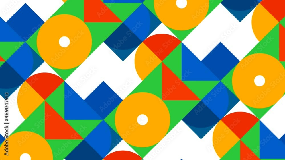 Poster blue abstraction. motion. various geometric shapes changing color and location constantly alternatin