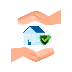Fototapeta na wymiar Home insurance policy services. Home safety security. Vector stock illustration.
