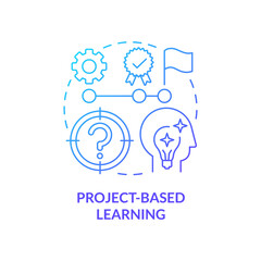 Project based learning blue gradient concept icon. Lifelong learning. Adult education theories and forms abstract idea thin line illustration. Isolated outline drawing. Myriad Pro-Bold fonts used