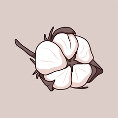 Vector isolated twig with soft cotton ball or bud.