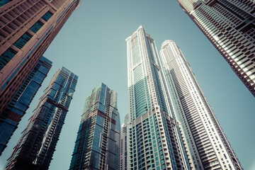 Fototapeta na wymiar Modern luxury skyscrapers of Dubai Marina, United Arab Emirates. Middle East. 