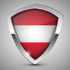 EPS10 Vector Patriotic shield with flag of Austria.