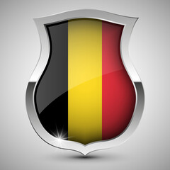 Fototapeta premium EPS10 Vector Patriotic shield with flag of Belgium.