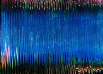 Old film noise. Glitch background. Distressed screen. Blue black fuzzy distortion overlay with...