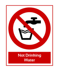 Not Drinking Water. Prohibition Sign. Forbidden Sign In White Pictogram. ISO 7010 Sign.