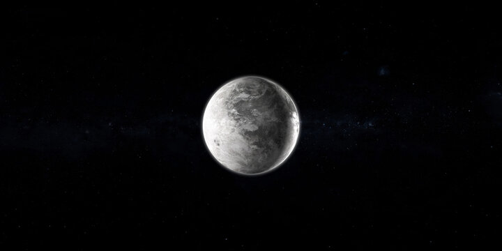 Planet Mercury. Realistic render of mercury and stars. Mercury in space.