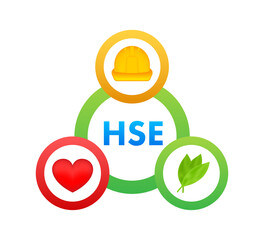 HSE - Health Safety Environment, Environmental Protection. Business circle. Vector stock illustration. - obrazy, fototapety, plakaty