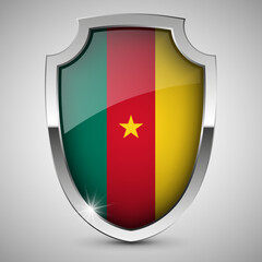 EPS10 Vector Patriotic shield with flag of Cameroon.