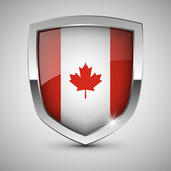 EPS10 Vector Patriotic shield with flag of Canada.