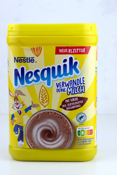 NESQUIK Chocolate Powder. Nesquik is a brand of products made by Nestl&eacute; on February 23.2022 in Berlin, Germany