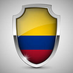 EPS10 Vector Patriotic shield with flag of Colombia.
