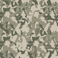 Digital pixel camouflage, seamless pattern for your design. Modern camo clothing, military style. Vector texture 