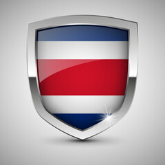 EPS10 Vector Patriotic shield with flag of Costarica.