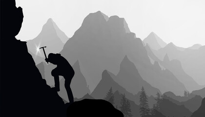 Obraz premium Abstract Background. Success and Target with a Business concept, Mountains and forest in the background, copy space, digital banner, website - 3d rendering