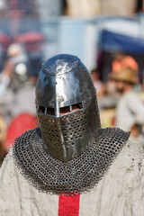 Historical restoration of knightly fights. Summer time medieval festival .Festival of medieval...