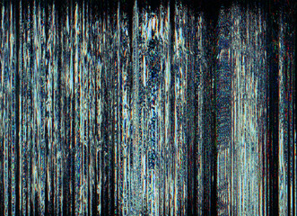 Glitch background. Pixel noise texture. Digital distortion. Transmission error. Colorful artifacts fuzzy pattern on dark blue black overlay.