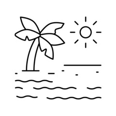 tropical beach summer line icon vector illustration
