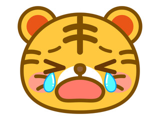 泣いているトラの顔アイコン＿ベクター