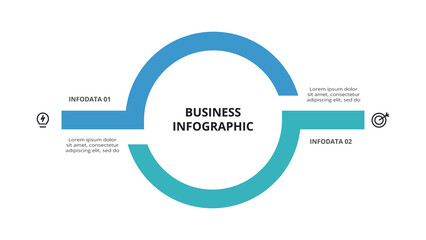Creative concept for infographic with 2 steps, options, parts or processes. Business data visualization.