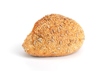 Loaf of bread isolated on white background. Whole bread.Crispy bread roll isolated against white background
