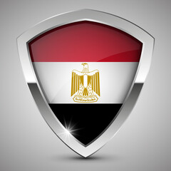 EPS10 Vector Patriotic shield with flag of Egypt.