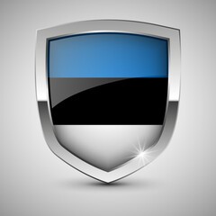 EPS10 Vector Patriotic shield with flag of Estonia.