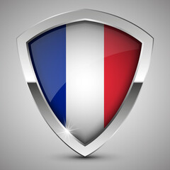 EPS10 Vector Patriotic shield with flag of France.