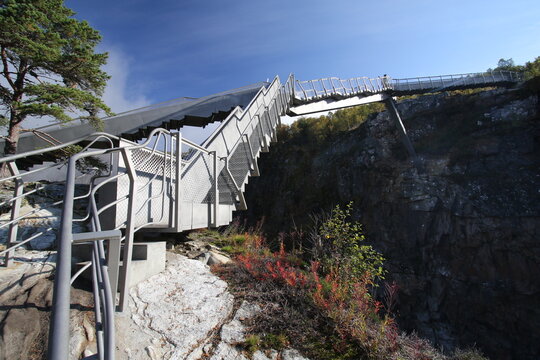 design-bridge with overview over vøringsfossen wasterfall, norway