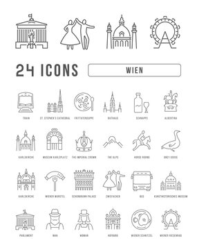 Wien. Collection of perfectly thin icons for web design, app, and the most modern projects. The kit of signs for category Countries and Cities.