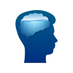 Drink water. Water inside of the human brain. Vector stock illustration.