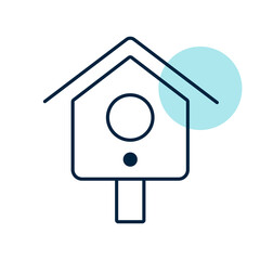 Wooden birdhouse, place for nest vector icon