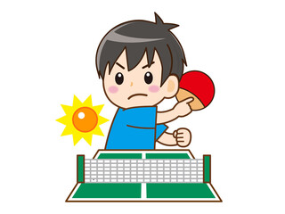 卓球する男の子のイラスト素材＿ベクター