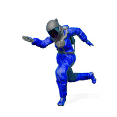 Fototapeta premium astronaut is running on white background