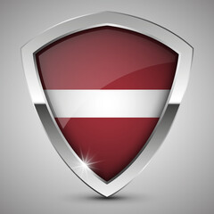 EPS10 Vector Patriotic shield with flag of Latvia.